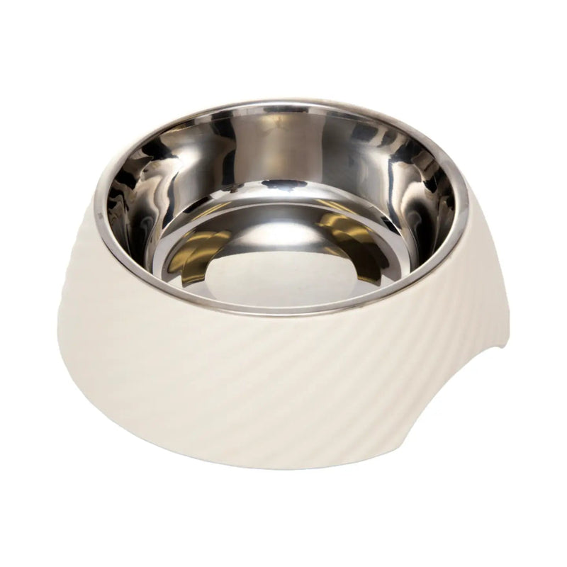 12 Oz Twill Round Melamine Stainless Steel Dog Bowl (White Swan) - American PuppyJojo Modern Pets