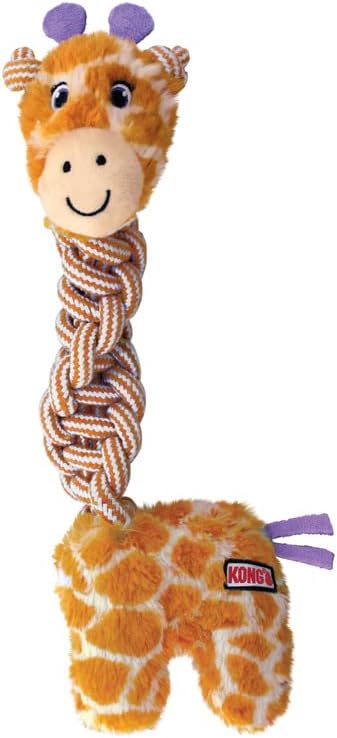 KONG Knots Twists Giraffe Dog Toy / Assorted Colors / M–L | Plush with Internal Rope for Tug & Chew