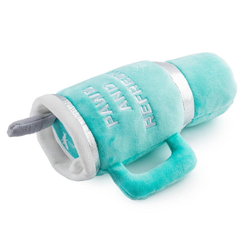 Squeaky Teal Snuggly Cup Dog Toy | Plush Tumbler Fun for Pups