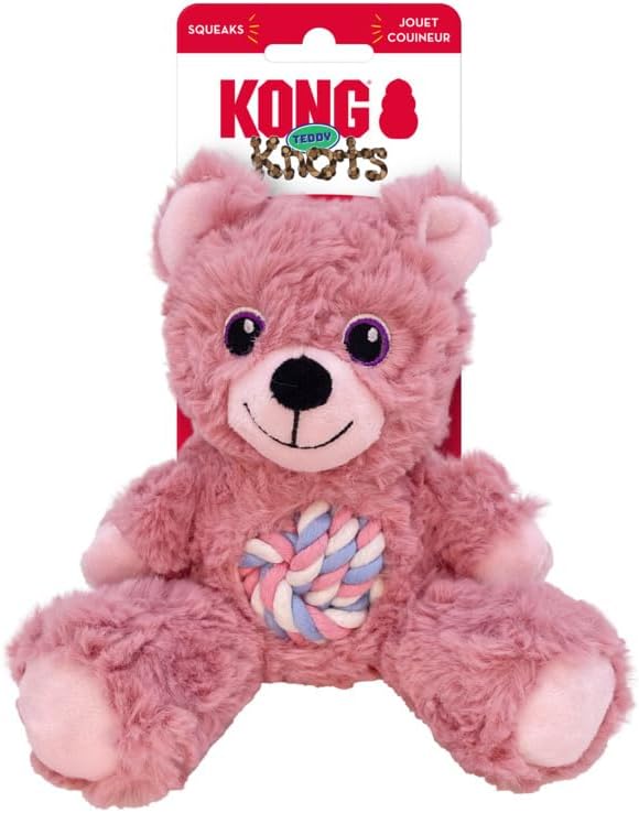 KONG Wild Knots Teddy Bear Dog Toy / Assorted Colors / Small | Plush Outside, Knotted Rope Inside