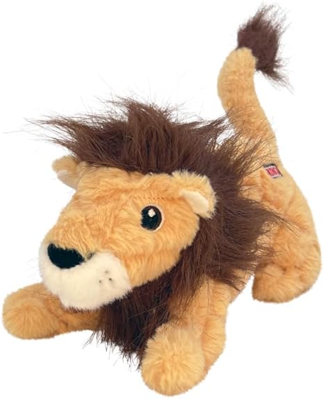 KONG Scampers Wildlife Plush Dog Toy – Lion / Medium | Soft Plush with Low-Tone Squeaker