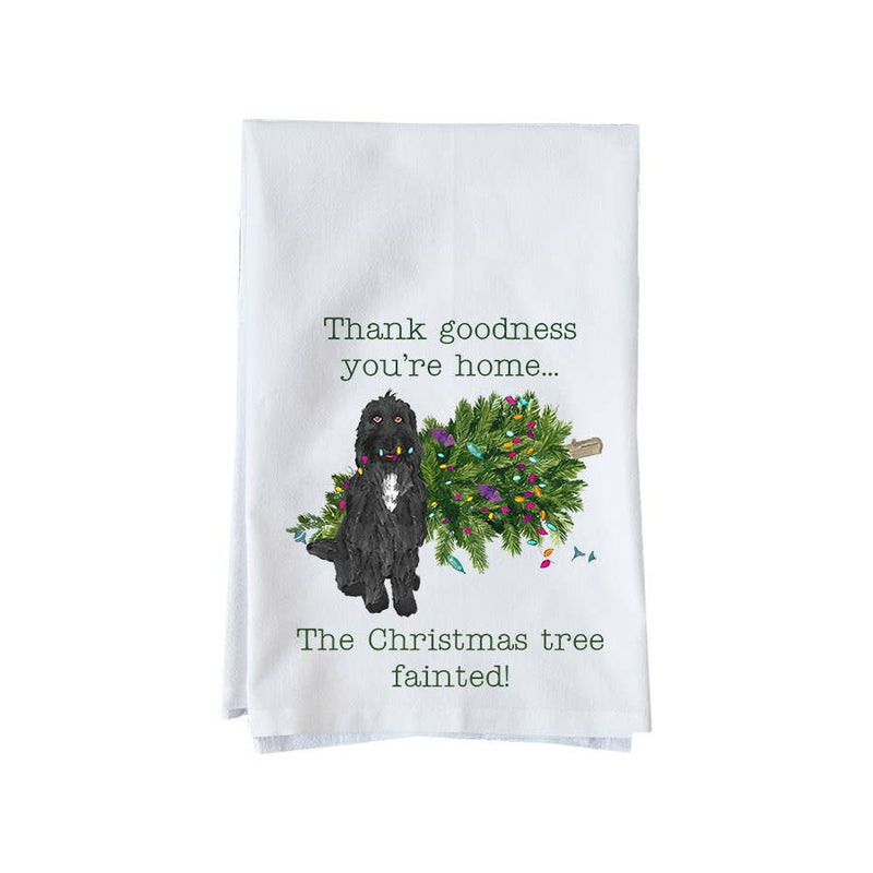 Thank Goodness You Are Home Doodle Christmas Flour Sack Towel – 100% Organic Cotton