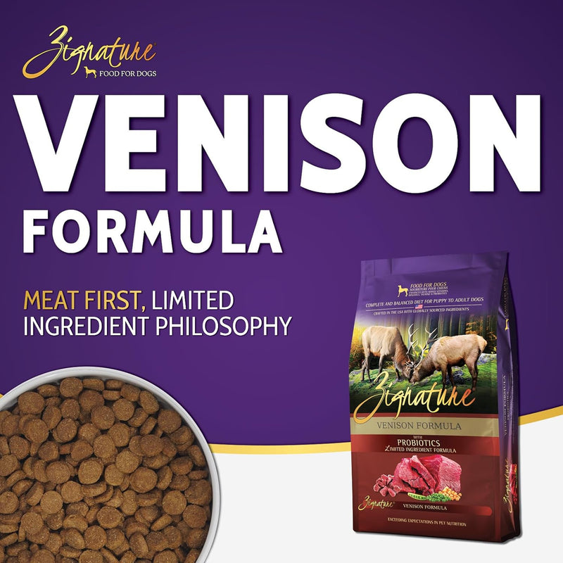 Zignature Venison Limited Ingredient Dry Dog Food / 12.5LB | Novel Protein & Hypoallergenic Formula