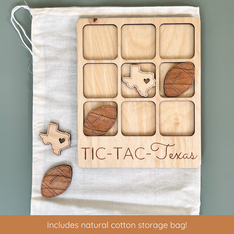 Cat Tic-Tac-Toe Game – Travel-Sized Wooden Cat Lover Gift by Birch House Living