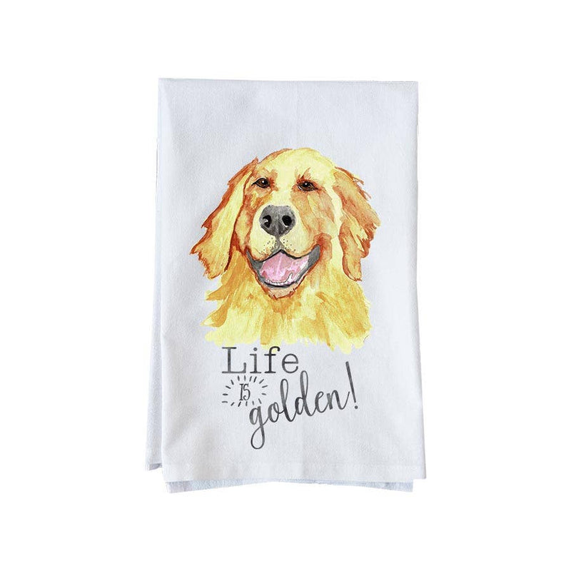 Life is Golden Towel – 100% Organic Cotton with Golden Retriever Design