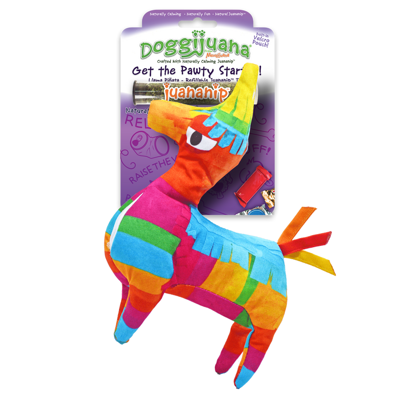 Get the Pawty Started Refillable Llama Piñata Toy with Juananip™ – Doggijuana's Relaxing Catnip for Dogs