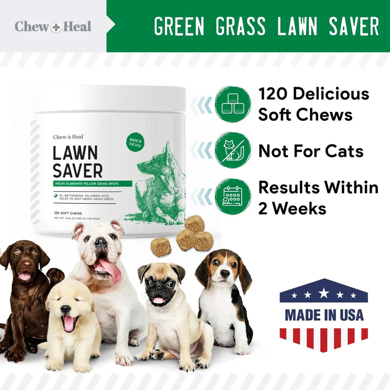 Chew + Heal Grass Saver Chews For Dogs| Dog Urine Grass Saver| 120 Soft Chews - American PuppyChew + Heal