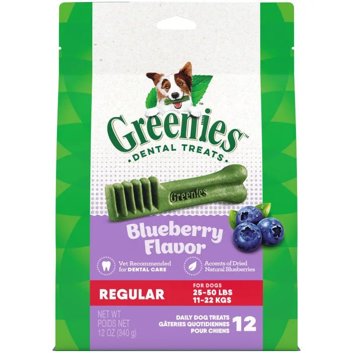 GREENIES Blueberry Regular Dental Treats, 12 Count - American PuppyGreenies